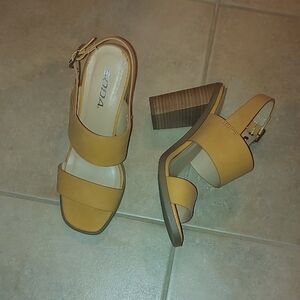 Soda Women's Yellow Block Heel Sandals